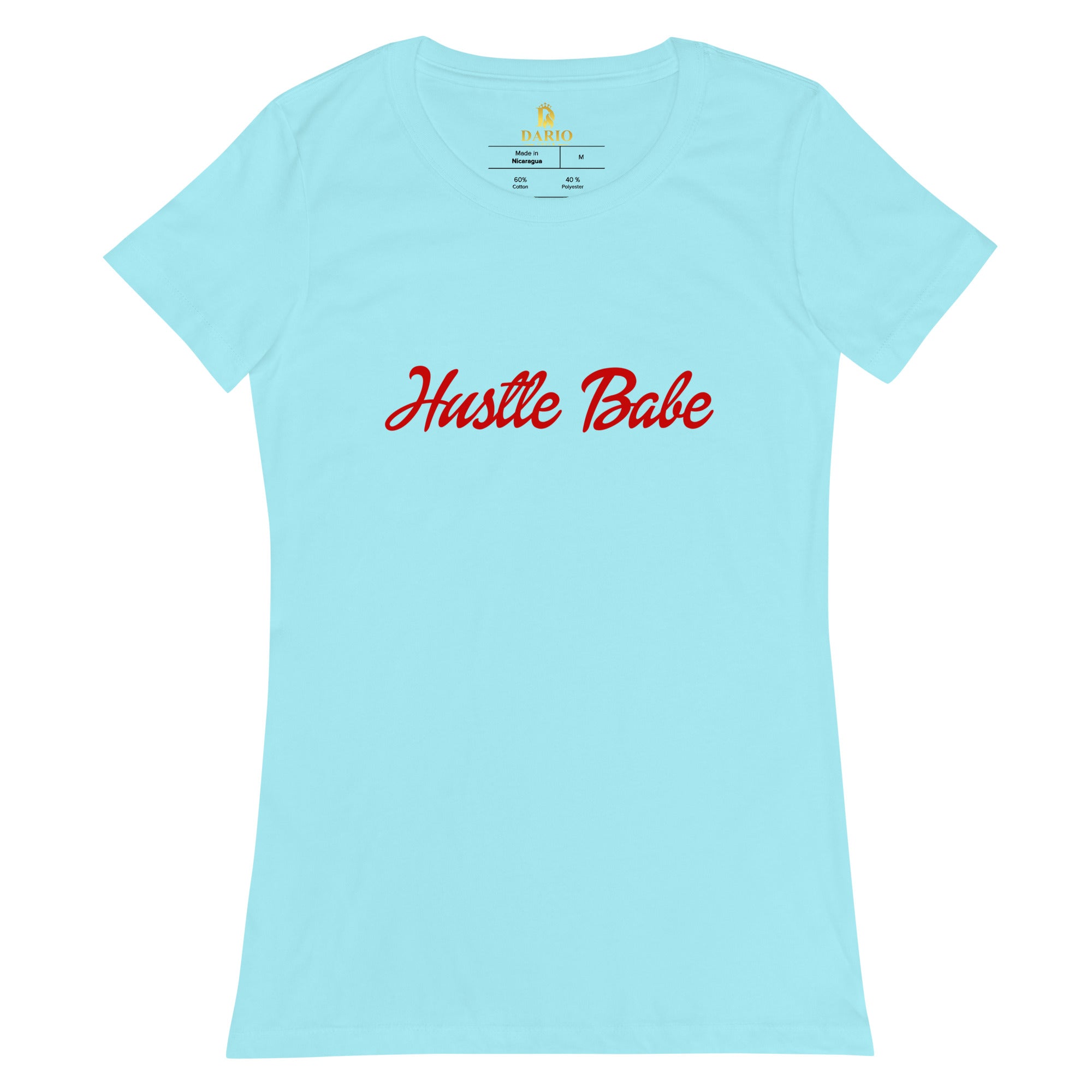 Women’s fitted Hustle Babe Red Font Tee