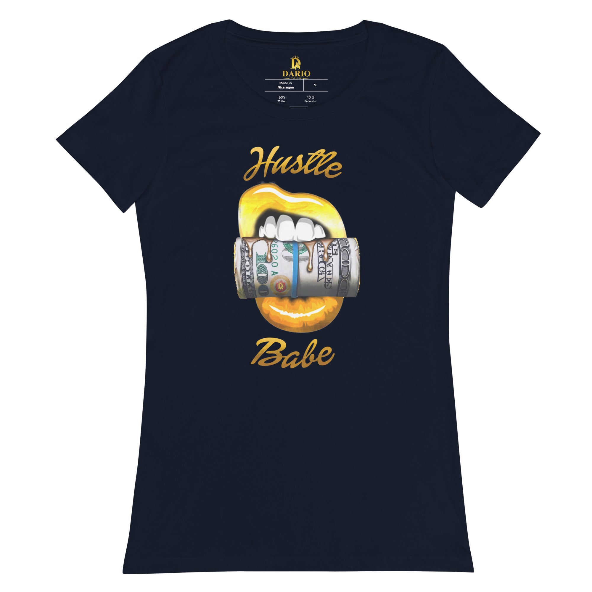 Women’s fitted Hustle Babe Gold Tee