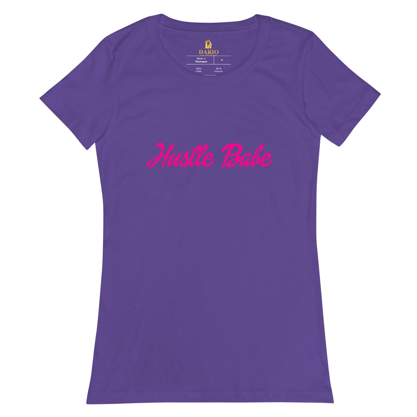 Women’s fitted Hustle Babe Pink Text Tee