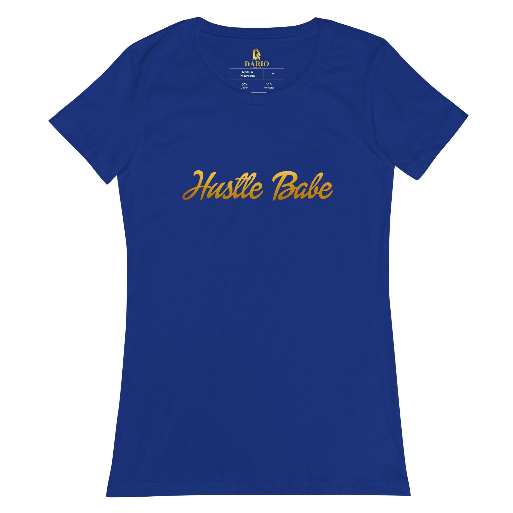 Women’s fitted Hustle Babe Gold Font Tee