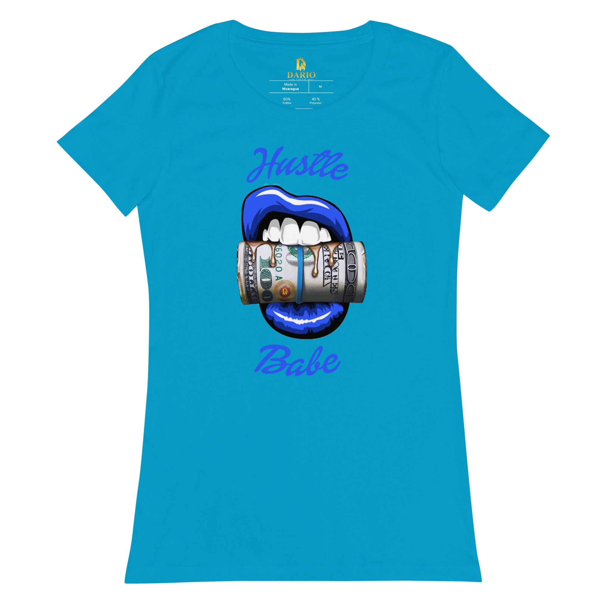 Women’s fitted Hustle Babe Blue Tee