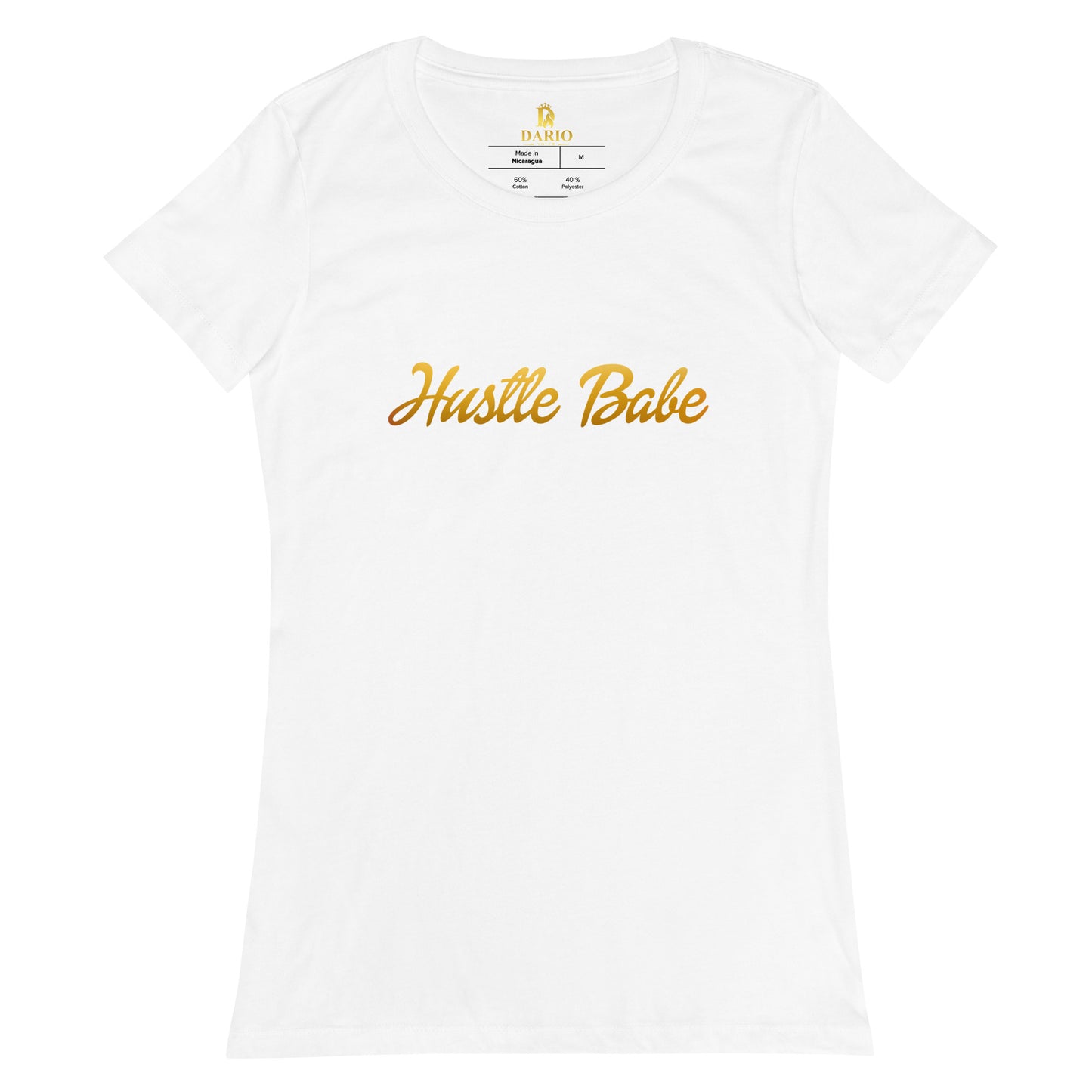 Women’s fitted Hustle Babe Gold Font Tee